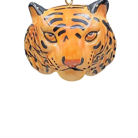 Tiger Head Pendant Necklace 22" Gold Plated Box Chain Handmade Large Statement - Picture 5 of 16